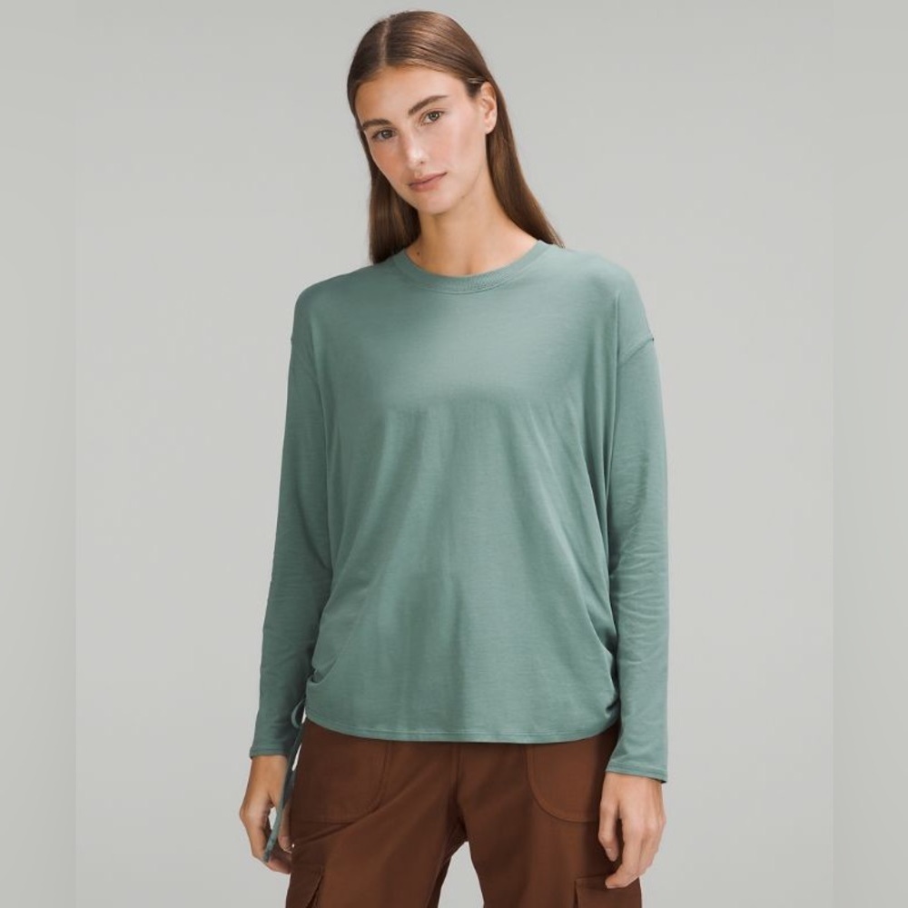 Lululemon Pima Cotton Side Cinch Long Sleeve Shirt size 6 sea green new nwt